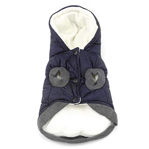 Zunea Chaleco de Perro pequeño Forro Polar Forrado Abrigo de Invierno cálido Chaqueta de Cachorro con Capucha a Prueba de Viento Mascota Chihuahua Sudadera Ropa de Perrito Prendas de Vestir Azul XL