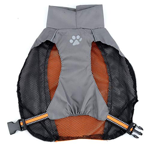 Zunea Impermeable Chubasqueros para Perros Grande Mediano Reflectante Chaleco Ligero con Forro de Malla Transpirable Chaqueta de Seguridad para Lluvia Resistente al Viento Ropa Naranja 7XL