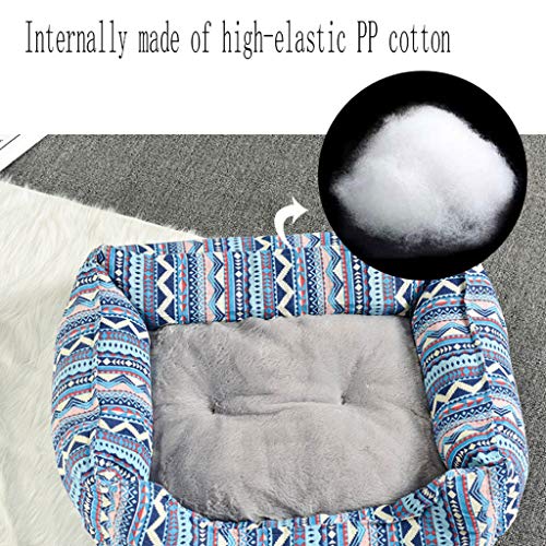 Zwcwc Pet Nest 2 Piezas Set Plus Velvet Super Soft Colchón para Perros Y Gatos Azul Multifuncional Pet Sleeping Nest (Size : 55 × 44 × 17cm)