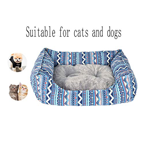 Zwcwc Pet Nest 2 Piezas Set Plus Velvet Super Soft Colchón para Perros Y Gatos Azul Multifuncional Pet Sleeping Nest (Size : 55 × 44 × 17cm)