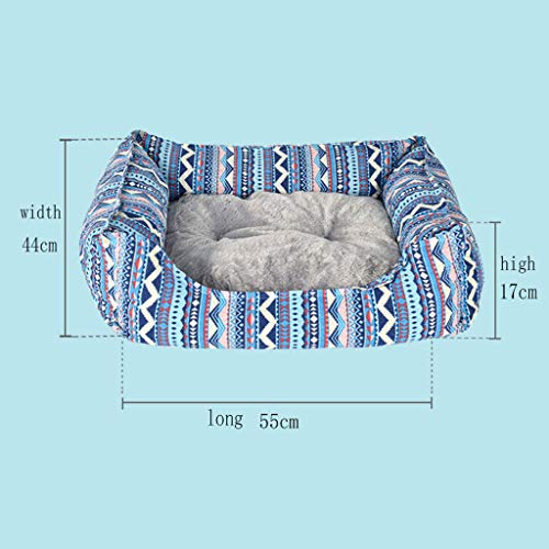 Zwcwc Pet Nest 2 Piezas Set Plus Velvet Super Soft Colchón para Perros Y Gatos Azul Multifuncional Pet Sleeping Nest (Size : 55 × 44 × 17cm)