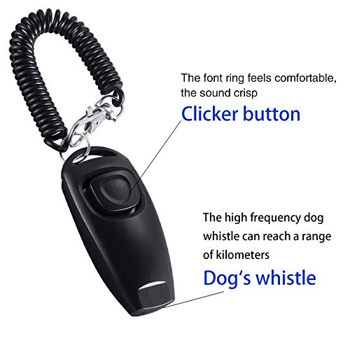 2 Pack de Clicker de Perro Silbato de Perro a Detener Ladrar Clicker de Adiestramiento de Perro de Perro 2 en 1 Herramientas de Adiestramiento de Nueva Actualización con Correa de Silbato (Negro)