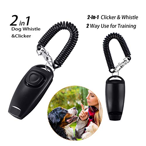 2 Pack de Clicker de Perro Silbato de Perro a Detener Ladrar Clicker de Adiestramiento de Perro de Perro 2 en 1 Herramientas de Adiestramiento de Nueva Actualización con Correa de Silbato (Negro)