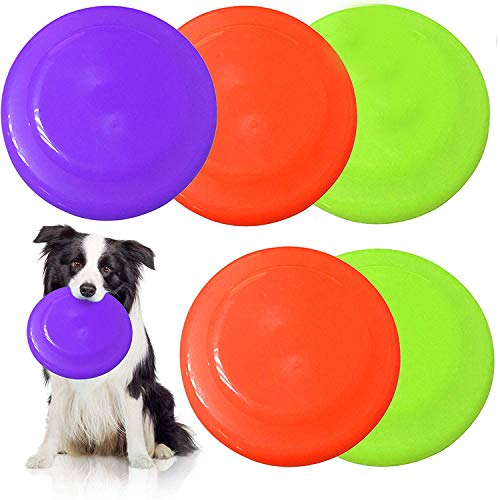 5 Frisbees De Perro, Juguetes para Perros - Colores Vibrantes - Diseño Aerodinámico para lanzamientos sin Esfuerzo - Durable Adiestramiento de Perros, Tiro, Captura y Juego.