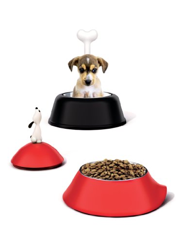 Alessi Lupita AMMI02 B - Comedero para Perros de Diseño en Polipropileno y Acero Inoxidable 18/10, Negro