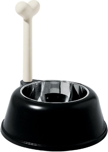 Alessi Lupita AMMI02 B - Comedero para Perros de Diseño en Polipropileno y Acero Inoxidable 18/10, Negro