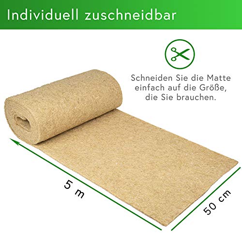 Alfombra para roedores de cáñamo 100% orgánico en Rollo con 5 m de Longitud, 50 cm de Ancho, 5 mm de Grosor