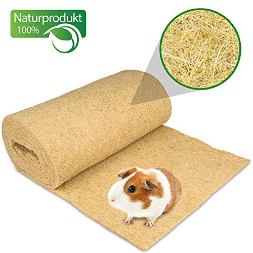 Alfombra para roedores de cáñamo 100% orgánico en Rollo con 5 m de Longitud, 50 cm de Ancho, 5 mm de Grosor