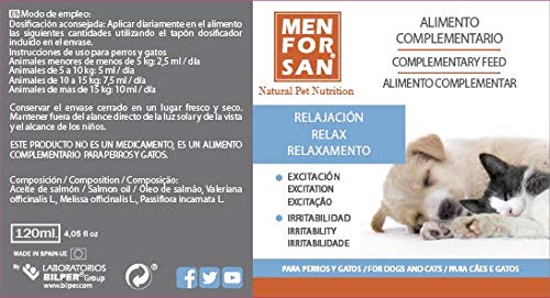 Alimento complementario líquido para perros y gatos relax |Ingredientes naturales | Suplemento para favorecer la relajación del animal | ayuda a afrontar miedos y viajes largos 120ml