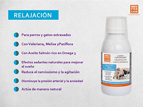 Alimento complementario líquido para perros y gatos relax |Ingredientes naturales | Suplemento para favorecer la relajación del animal | ayuda a afrontar miedos y viajes largos 120ml