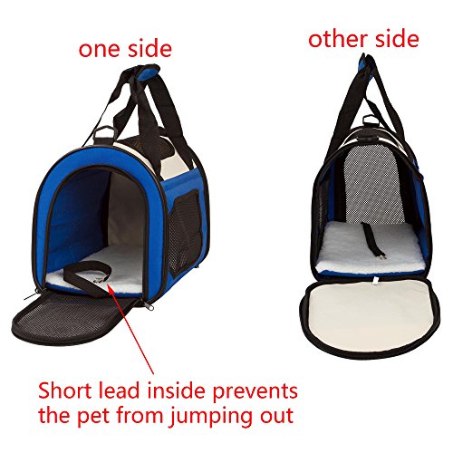 BabycarePro Plegable Transportín Gato para Coche Portador Perro Elegante Bolso de Viaje para Mascotas con Estera y Lados Suaves, Azul