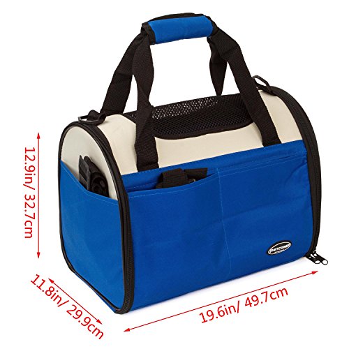 BabycarePro Plegable Transportín Gato para Coche Portador Perro Elegante Bolso de Viaje para Mascotas con Estera y Lados Suaves, Azul