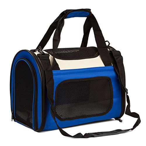 BabycarePro Plegable Transportín Gato para Coche Portador Perro Elegante Bolso de Viaje para Mascotas con Estera y Lados Suaves, Azul