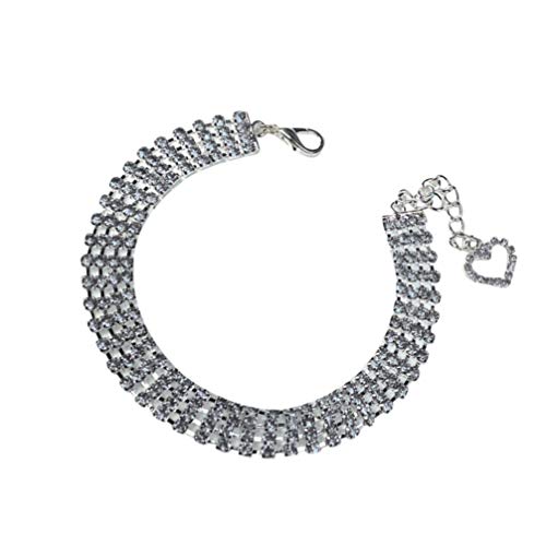 Balacoo Collar de Cristal para Perros con Encanto de Corazón Collar de Perlas para Mascotas Collar de Diamantes de Imitación Collar Foto Prop Joyería para Cachorro Perro Gato