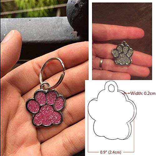 Beirui Placas de identificación Huellas Personalizadas en Acero Inoxidable de 24 mm para Perros y Gatos, con Grabado láser, Rosa Claro, S (0.9" diámetro)