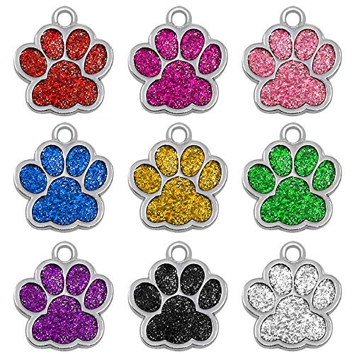 Beirui Placas de identificación Huellas Personalizadas en Acero Inoxidable de 24 mm para Perros y Gatos, con Grabado láser, Rosa Claro, S (0.9" diámetro)