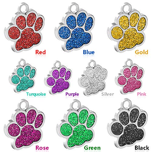 Beirui Placas de identificación Huellas Personalizadas en Acero Inoxidable de 24 mm para Perros y Gatos, con Grabado láser, Rosa Claro, S (0.9" diámetro)