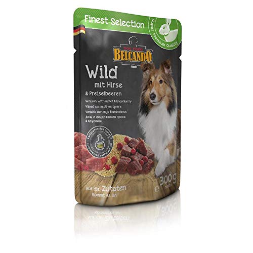 BELCANDO Venado con arándanos y mijo comida húmeda para perros (Bolsitas)