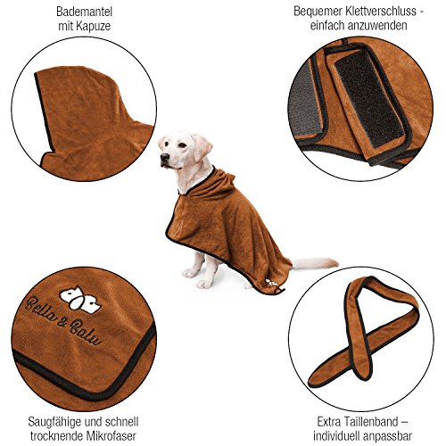 Bella & Balu Albornoz para perro XL de Microfibra Absorbente – Toalla para perros para secado tras el baño, nadar o paseo bajo la lluvia