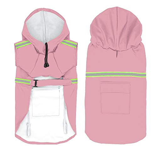 BLEVET Mascota Perro Impermeables con Capucha Chubasqueros para pequeña Medianas Grandes Perros MZ058 (3XL, Pink)