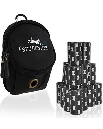 Bolsas biodegradables para residuos de perro 33x22cm (300 UNIDADES) | Incl. Dispensador de bolsas de basura multifuncional para perros | Extra grueso y absolutamente resistente