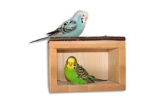 Bonita casa de madera para pájaros, para colocar en jaulas o pajareras. El lugar preferido por periquitos, tórtolos y cacatúas para dormir y de protección. Accesorio para jaulas y pajareras