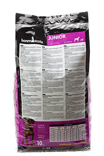 bonmascota Premium trockenfutter Junior 2 – 12 meses 10 kg – Cachorro Forro, weizenfrei, con alto Porcentaje Carne