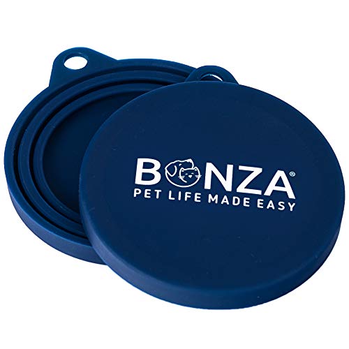 Bonza Pet Cubiertas para latas de alimentos, juego de 2 cubiertas universales de silicona para latas de comida para mascotas, apto para alimentos, sin BPA, apto para lavavajillas.