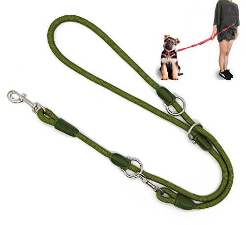 BPS Correa para Perro Mascotas Correa de Perro Doble Ajustable Varias Posiciones Perro Mediano Grande 2 Dimensión Elegir M/L (L, Verde) BPS-3801VE