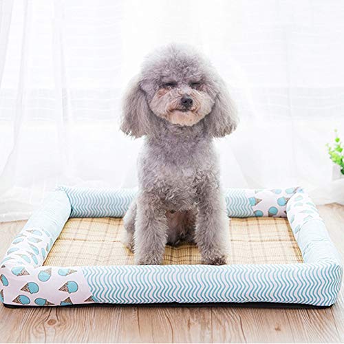 Cama para Mascotas Verano Cojín Perro Gato Alfombrillas para Mascotas Suave Cama para Dormir Cachorro Perrera Cool Bamboo Mat Colchón Combinado Cama Perros Pequeños, Medianos Y Grandes