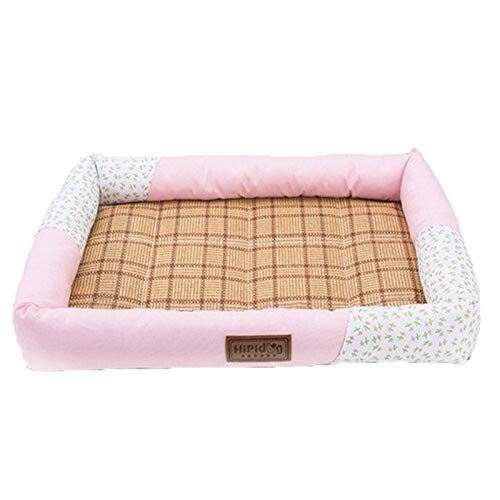 Cama para Mascotas Verano Cojín Perro Gato Alfombrillas para Mascotas Suave Cama para Dormir Cachorro Perrera Cool Bamboo Mat Colchón Combinado Cama Perros Pequeños, Medianos Y Grandes