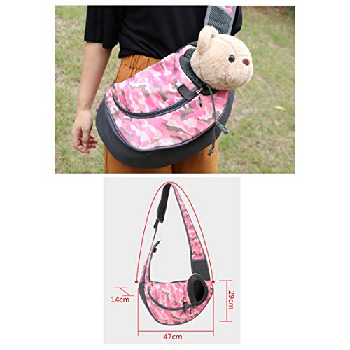 Camuflaje Portadores De Perros para Perros Pequeños hasta 10 Libras Mochila Portadora Viaje para Gato Perro Cachorro Andar en Bicicleta Senderismo S/M（Azul/Rosa） (Color : Pink, Size : M:47x14x29cm)