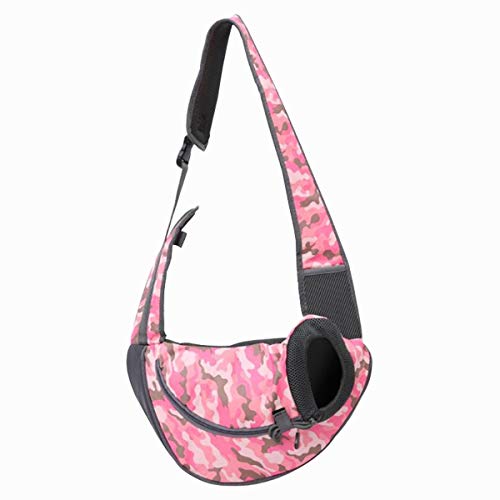 Camuflaje Portadores De Perros para Perros Pequeños hasta 10 Libras Mochila Portadora Viaje para Gato Perro Cachorro Andar en Bicicleta Senderismo S/M（Azul/Rosa） (Color : Pink, Size : M:47x14x29cm)