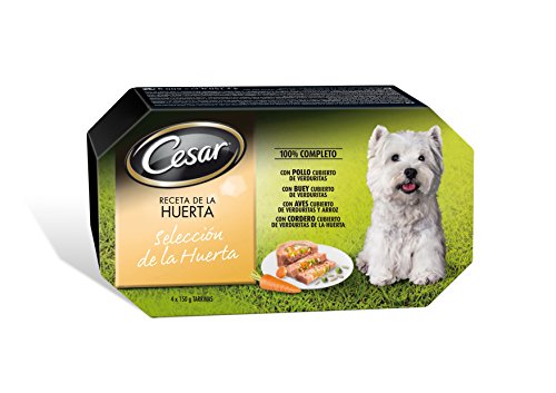 Cesar Tarrinas para Perros Selección de La Huerta - Paquete de 4 x 150 gr - Total: 600 gr