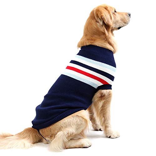 Chaleco para perro a rayas de moda, abrigo, suave, de lana, para invierno, para perros pequeños y medianos grandes