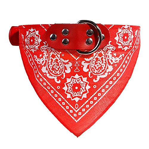 Collar de bandana para perros, cachorros o gatos, ajustable, Rojo, Medium