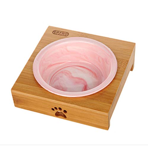 Comederos Cuenco para Perros De Acero Inoxidable Cuenco Doble Comida para Gatos Tazón Lavabo Teddy Rice Bowl Cat Supplies Platos para Perros (Color : Pink, tamaño : S)