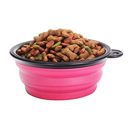 CRIVERS - Cuenco portátil Plegable para Comida de Mascota, para Comida de Mascota, para Perro y Gato, con Tapa de Silicona