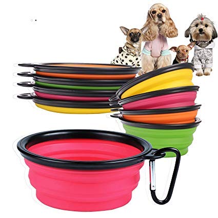 CRIVERS - Cuenco portátil Plegable para Comida de Mascota, para Comida de Mascota, para Perro y Gato, con Tapa de Silicona