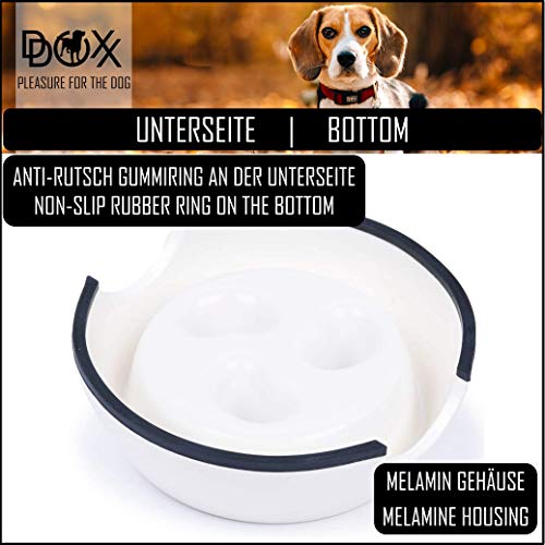 DDOXX Comedero Antivoracidad Perro, Antideslizante Tamaños | para Perros Pequeño, Mediano y Grande | Bol Accesorios Melamina Gato Cachorro | Blanco, 300 ml