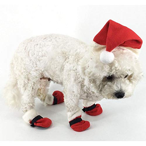 Demarkt Sombrero y Calcetines Navideños de Cinco Piezas Lindo Vestido de Navidad para Mascotas Suministros para Mascotas