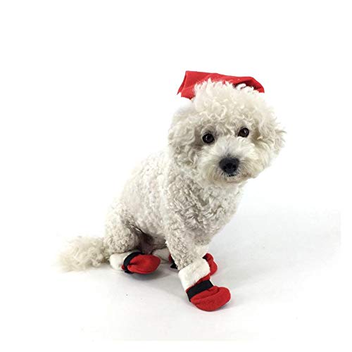 Demarkt Sombrero y Calcetines Navideños de Cinco Piezas Lindo Vestido de Navidad para Mascotas Suministros para Mascotas