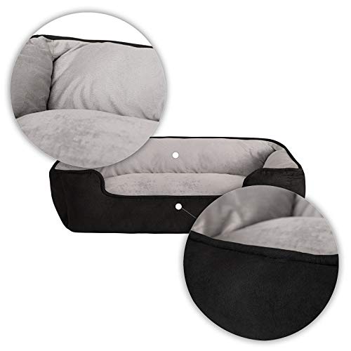 Dibea Cama Perros 2 En 1 Cojín Perros Sofá Perros Tamaño (L) 110X80 Cm Negro-Gris, L, Negro-Gris 3350 g