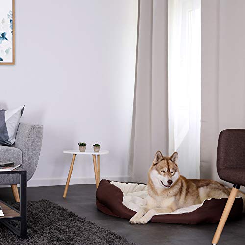 Dibea DB00111 - Cama para Perros (Lavable, con cojín Reversible, 85 x 70 x 20 cm), Color marrón y Beige