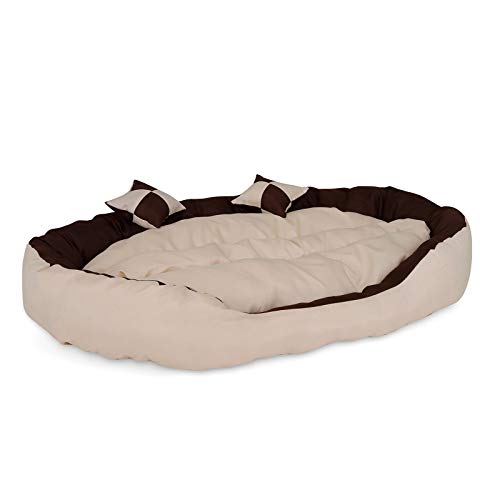 Dibea DB00111 - Cama para Perros (Lavable, con cojín Reversible, 85 x 70 x 20 cm), Color marrón y Beige