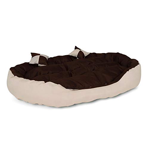 Dibea DB00111 - Cama para Perros (Lavable, con cojín Reversible, 85 x 70 x 20 cm), Color marrón y Beige