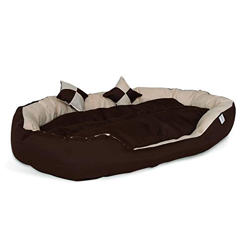 Dibea DB00111 - Cama para Perros (Lavable, con cojín Reversible, 85 x 70 x 20 cm), Color marrón y Beige