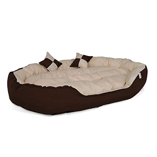 Dibea DB00111 - Cama para Perros (Lavable, con cojín Reversible, 85 x 70 x 20 cm), Color marrón y Beige