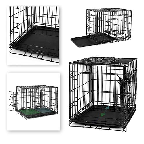 dibea DC00491, jaula de transporte para perros y animales pequeños, caja robusta hecha de alambre fuerte, plegable / con bisagras, 2 puertas, con bandeja inferior, tamaño M.