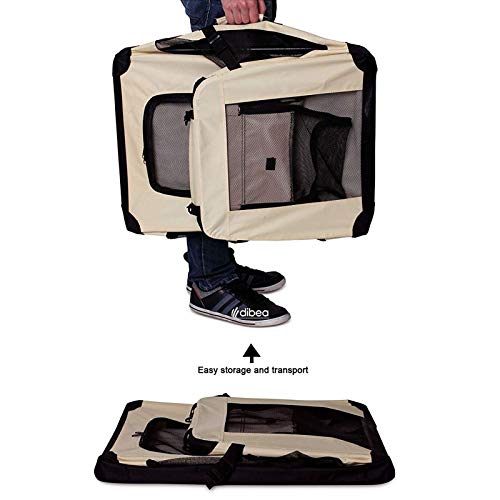 dibea TB10043 Bolsa de Transporte para Perros y Gatos, Beige, (XL) 82x58x58 cm